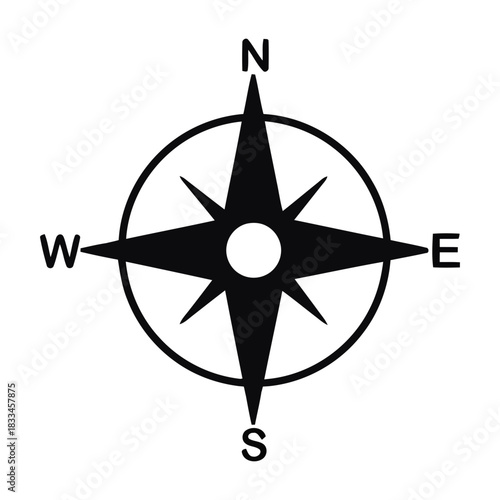 Compass icon Compass icon in line. Navigation compass icon. Navigation symbol in outline. Compass symbol in line. Stock vector illustration