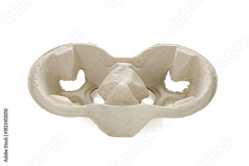 Wallpaper Mural Empty disposable cellulose cup holder for two glasses, isolated on white background. Torontodigital.ca