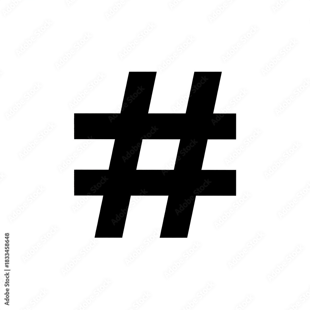 Obraz premium Simple black graphic featuring the symbol for a number sign