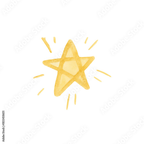 watercolor golden star on white background