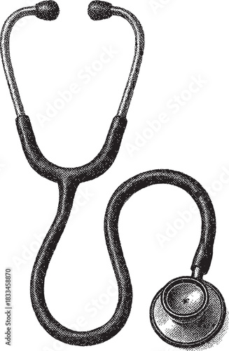 Halftone Stethoscope Illustration in Black and White
