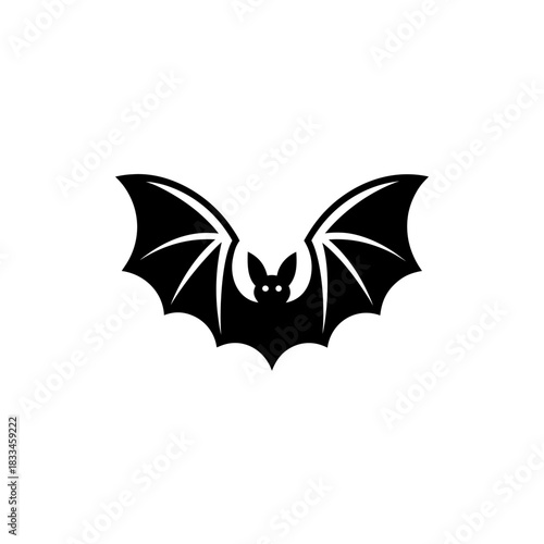Silhouette of a bat with open wings on transparent background