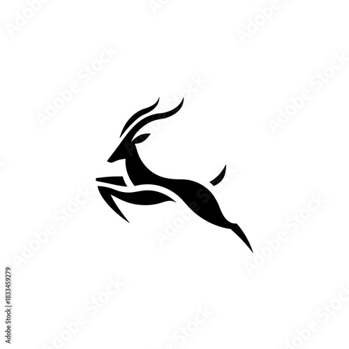 Silhouette of a leaping gazelle art on transparent background