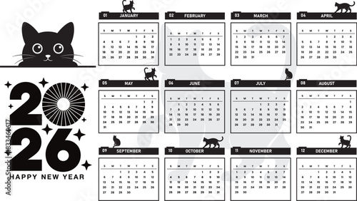 Calendar vector design organizer schedule for year 2026 business planner with date, month, and day for January, March, April, May, and July