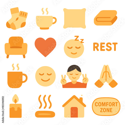 Comfort Zone Essentials: A curated collection of cozy and calming items creates a haven of tranquility, evoking a sense of serenity and relaxation