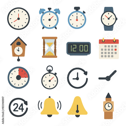 Assortment of Timekeeping Devices: A diverse collection of timekeeping instruments, from traditional clocks to modern digital displays, each meticulously crafted to signify the essence of time.