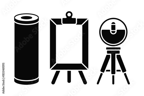 Artistic tools and equipment silhouette icons