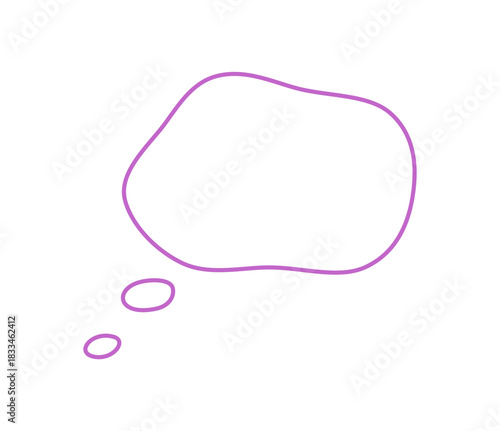 Hand drawn squiggle outline speech bubble in round form creates a unique box for any conversation or message. Doodle balloon and chat element, outlined and styled for thought design themes.