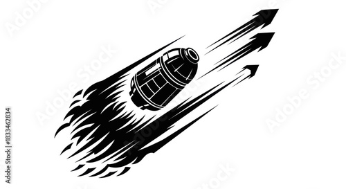 Stylized Falling Capsule with Trail.