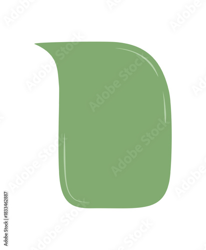 Green organic hand drawn speech bubble with fluid rectangle form. Abstract textbox for comment, chat and message, ideal as dialogue concept in modern communication or conversation background.