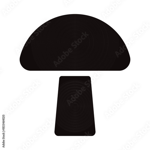 Silhouette mushroom icon. Simple black flat fungi design symbol. Template elements, mushroom farm logo, cooking food concept. Fungus clip art, decorative sticker or print, isolated on white background