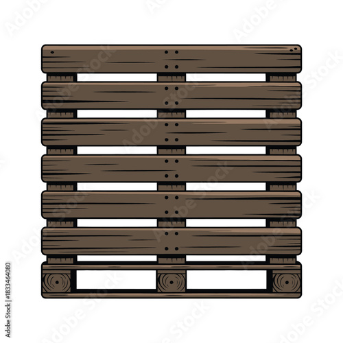 A simple wooden shipping pallet is shown from a top-down view with a white background.