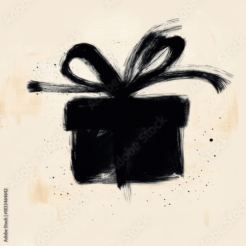 A minimalist sketch of a gift box drawn with expressive, varying lines. Simplicity and artistic elegance.