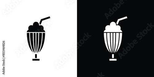 Milkshake icon set. flat icon collection. flat line silhouette set.