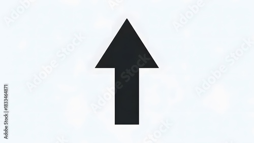 A simple black arrow pointing upwards, commonly used to indicate direction or movement.