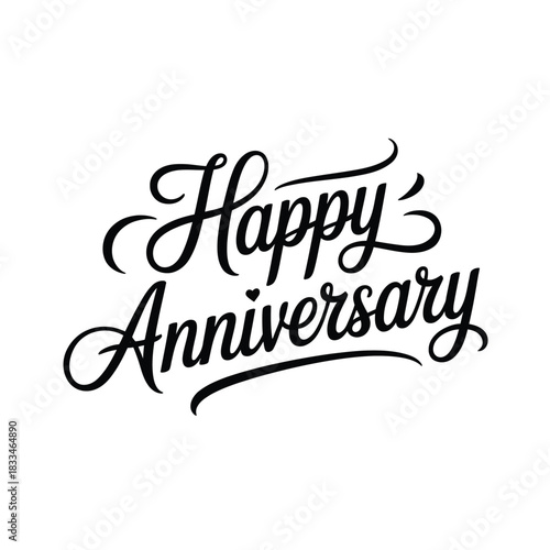 A stylish script font announces 'Happy Anniversary' on a clean white background.