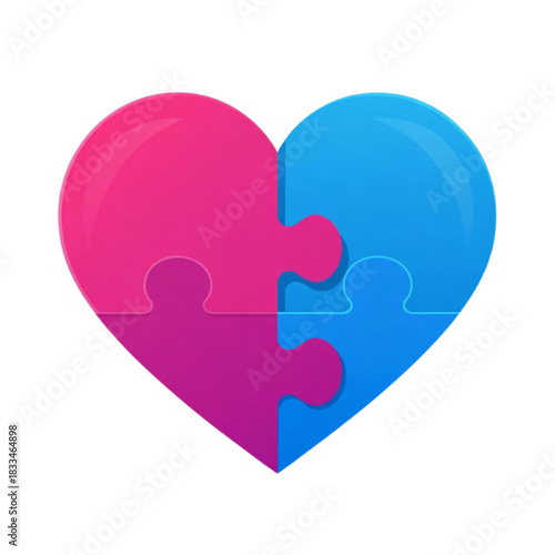Interlocking puzzle pieces form a vibrant heart shape symbolizing connection and unity