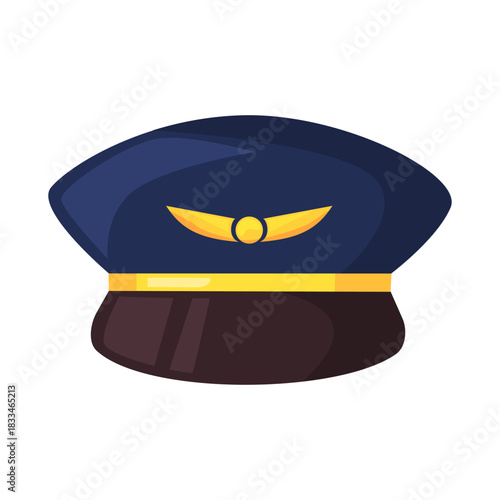 Pilot hat vector illustration, pilot hat icon, pilot clip art, isolated on white background 