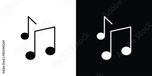 Music note icon set. flat icon collection. flat line silhouette set.