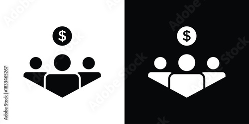 Mutual funds icon set. flat icon collection. flat line silhouette set.