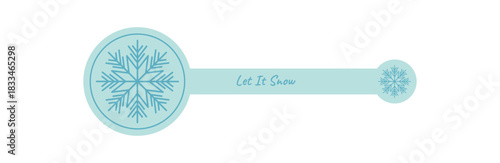 Winter blue snowflake outline sticker in a simple ornament style. Frost element creates cold ice decoration for christmas package lid, clear season look for holiday product packaging.