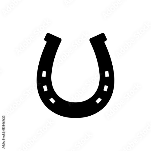 Filled black horseshoe icon representing good luck