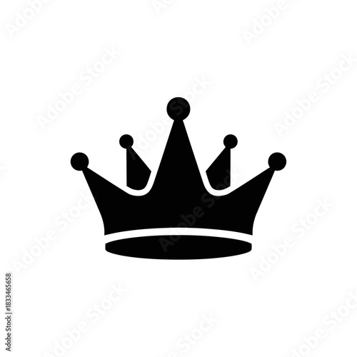 Filled black crown icon representing royalty and power