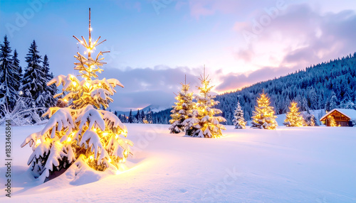 Geschmückte Weihnachtsbäume 