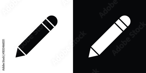 Pencil icon set. flat icon collection. flat line silhouette set.