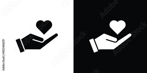 Philanthropy icon set. flat icon collection. flat line silhouette set.