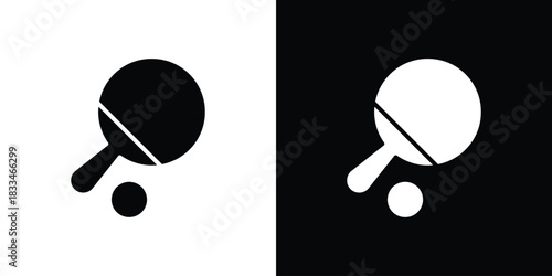 Ping pong icon set. flat icon collection. flat line silhouette set.