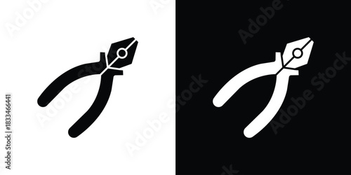 Pliers icon set. flat icon collection. flat line silhouette set.