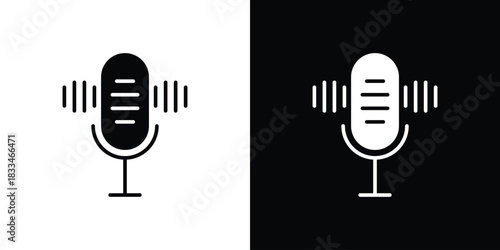 Podcast icon set. flat icon collection. flat line silhouette set.