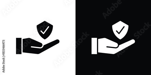 Policyholder icon set. flat icon collection. flat line silhouette set.