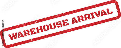 A red rectangular rubber stamp with warehouse arrival, indicating successful receipt of goods and inventory update
