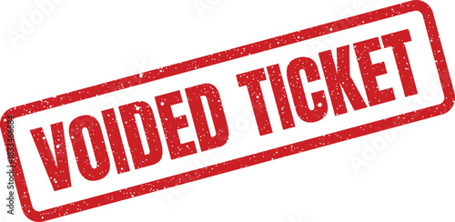 A red textured rectangular stamp impression clearly displaying the words voided ticket for official use