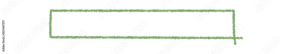 Fototapeta premium Green crayon rectangle frame with blank box and bold border outline. Rectangular text template in green as graphic background, ideal for modern card, label or message design.