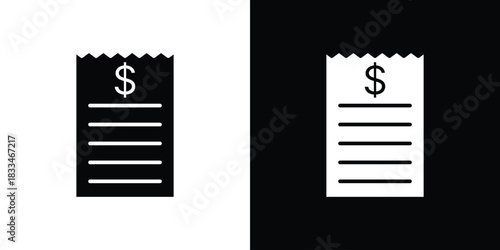 Receipt icon set. flat icon collection. flat line silhouette set.