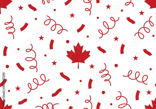 Red maple seamless pattern. Canada Day. Canada Maple Leaf Seamless Background Pattern