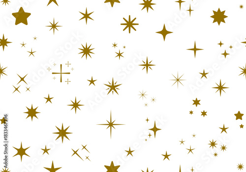 Seamless pattern with golden stars. Christmas, birthday design in golden color on a light background. Trendy modern vector illustration. Cute hand drawn flat design