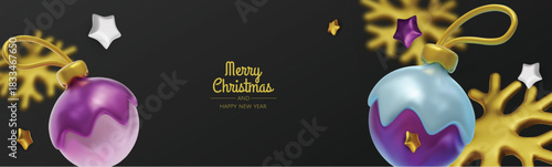 Elegant pastel Christmas baubles and winter elements form a light, joyful holiday background ideal for cards, banners, and festive promotions