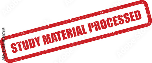 A textured red stamp vector displaying STUDY MATERIAL PROCESSED for content review and completion status