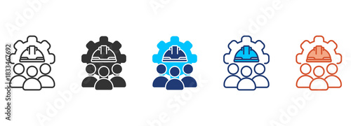 Construction Team Icon Set Multiple Style Collection