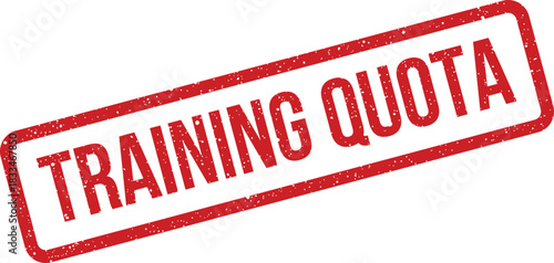 Fotografía An aged red rubber stamp effect showing the text training quota diagonally acros