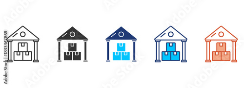 House Building Icon Set Multiple Style Collection