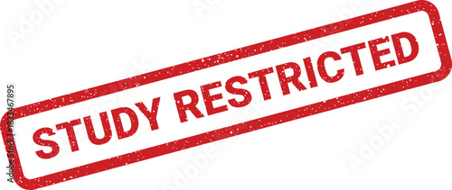 An embossed style rectangular rubber stamp presenting the text STUDY RESTRICTED with a prominent distressed visual texture