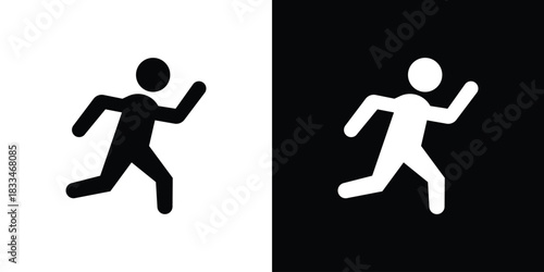 Running icon set. flat icon collection. flat line silhouette set.