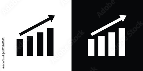 Sales growth icon set. flat icon collection. flat line silhouette set.