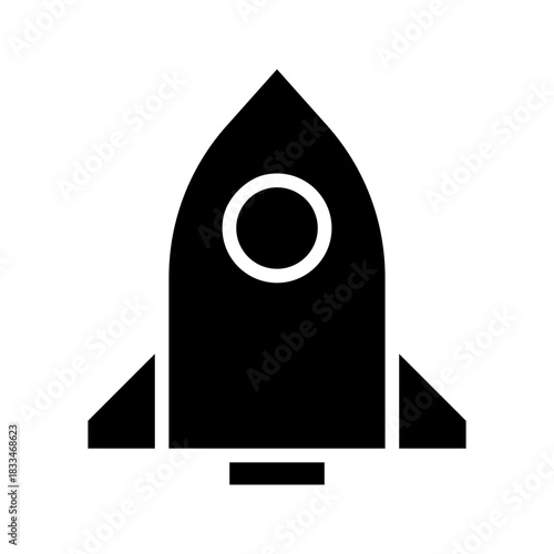 Simple Space Rocket Shuttle Flat Black Glyph Icon
