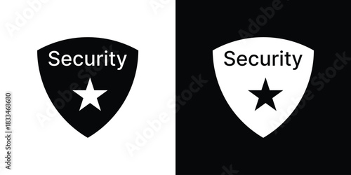 Security badge icon set. flat icon collection. flat line silhouette set.